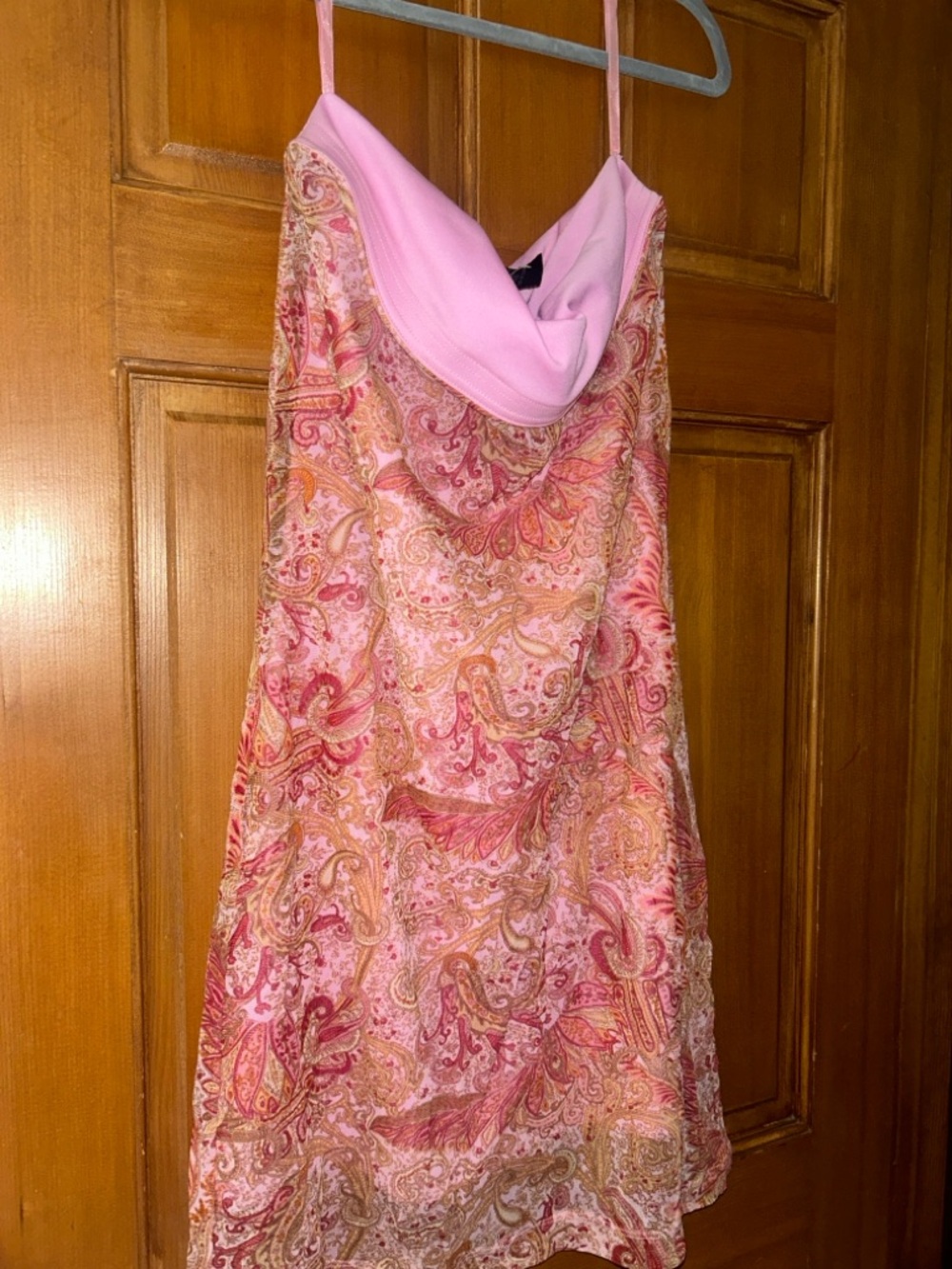 Express Pink Paisley Cowl Neck Mini Dress
